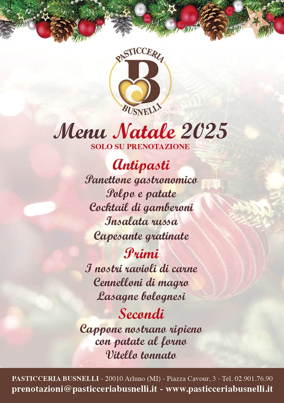 Menu di Natale 2025 Pasticceria Busnelli